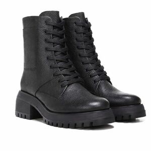 Franco Sarto black leather combat lug sole boots- 8
